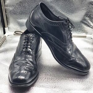 Florsheim Lexington Wingtip Oxford Shoes Mens 10.5 D Black Leather Brogue